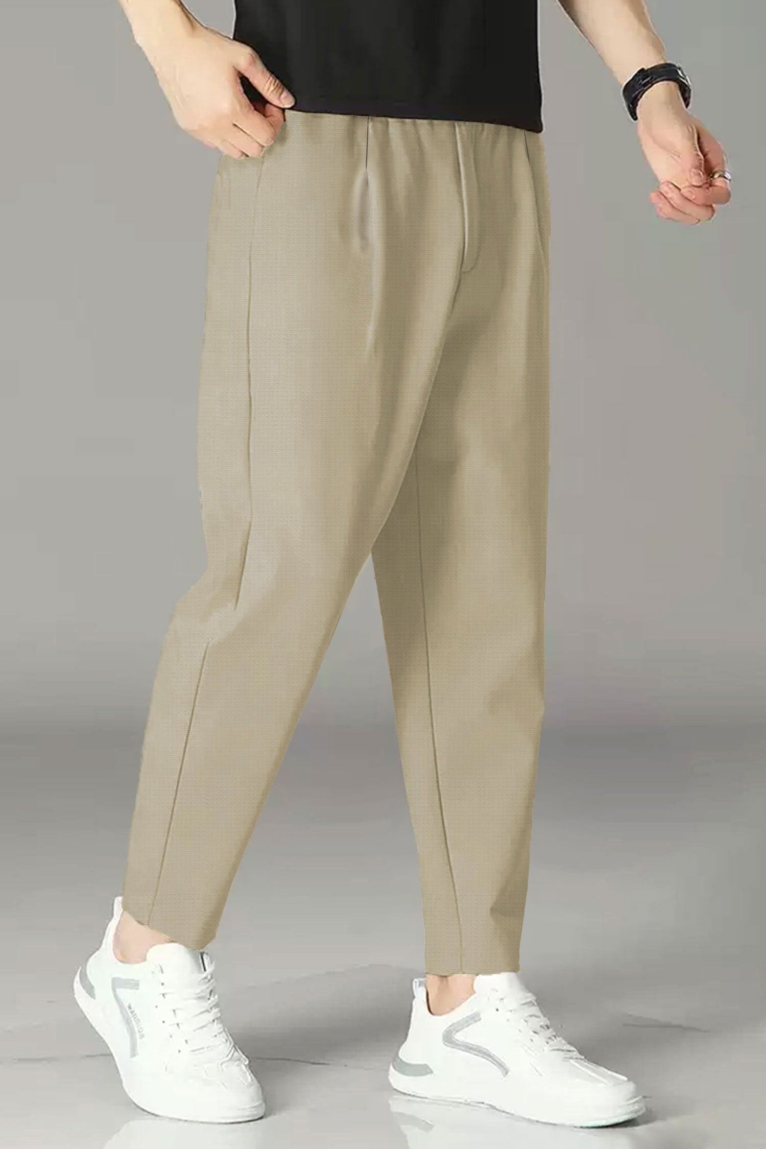 Turbo High Rise Pleated Waffle Pattern Loose Bottom Trouser
