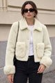 Women Cozy Shearling Pocket Imported Wool Jacket
