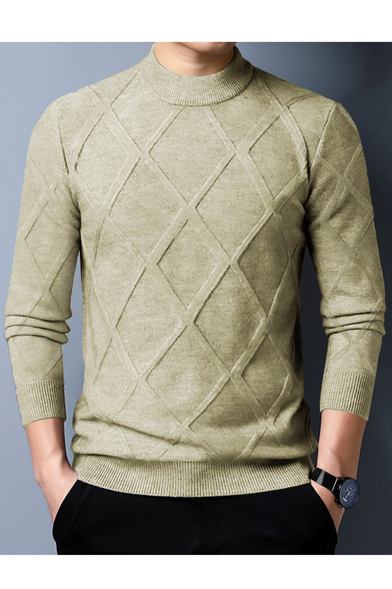 Diamond Crew Neck Men's Cashmere Sweatshirt