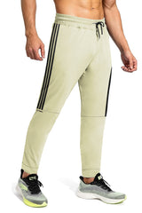 Turbo Straight Side Stripes Dry-FiT Sportswear Trouser in Beige