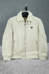 Fur Look Collar Zipper Men's Suede Jacket