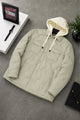 Men's Casual Quilted Detachable Hood Imported Puffer Jacket In Beige