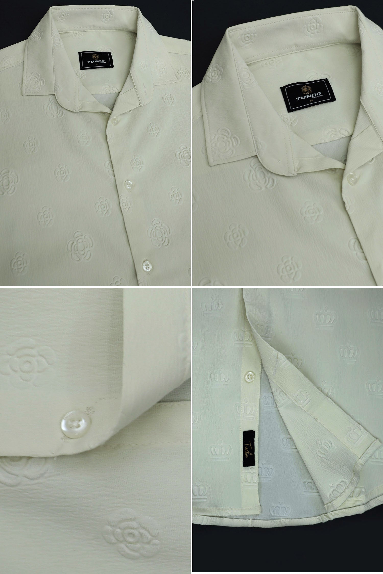 Embossed Floral All Over Casual Shirt In Beige