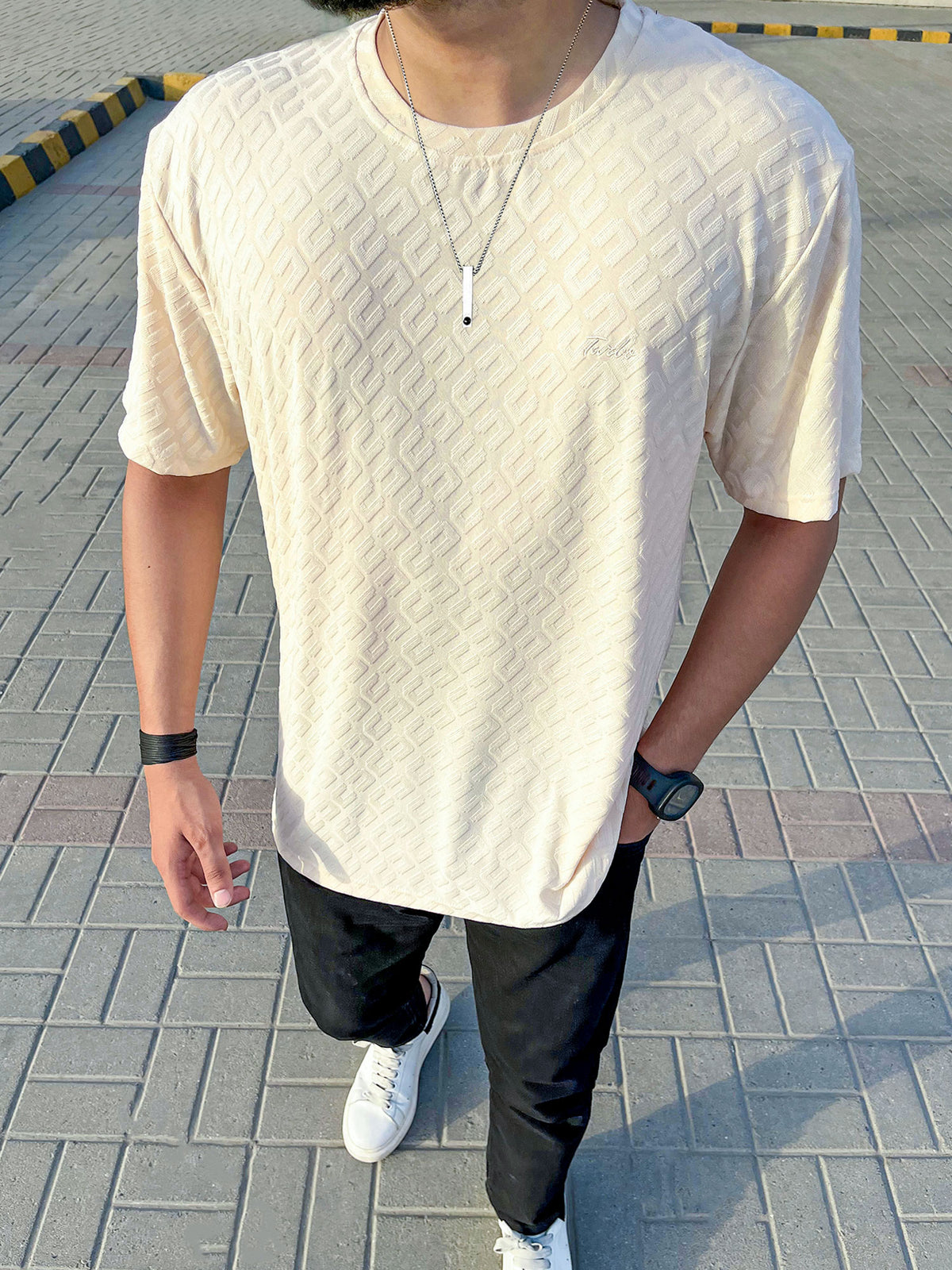 Self Texture Turbo Signature T-Shirt In Beige