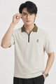 Turbo Zipper Seamless Collar Men's Polo T-Shirt In Beige