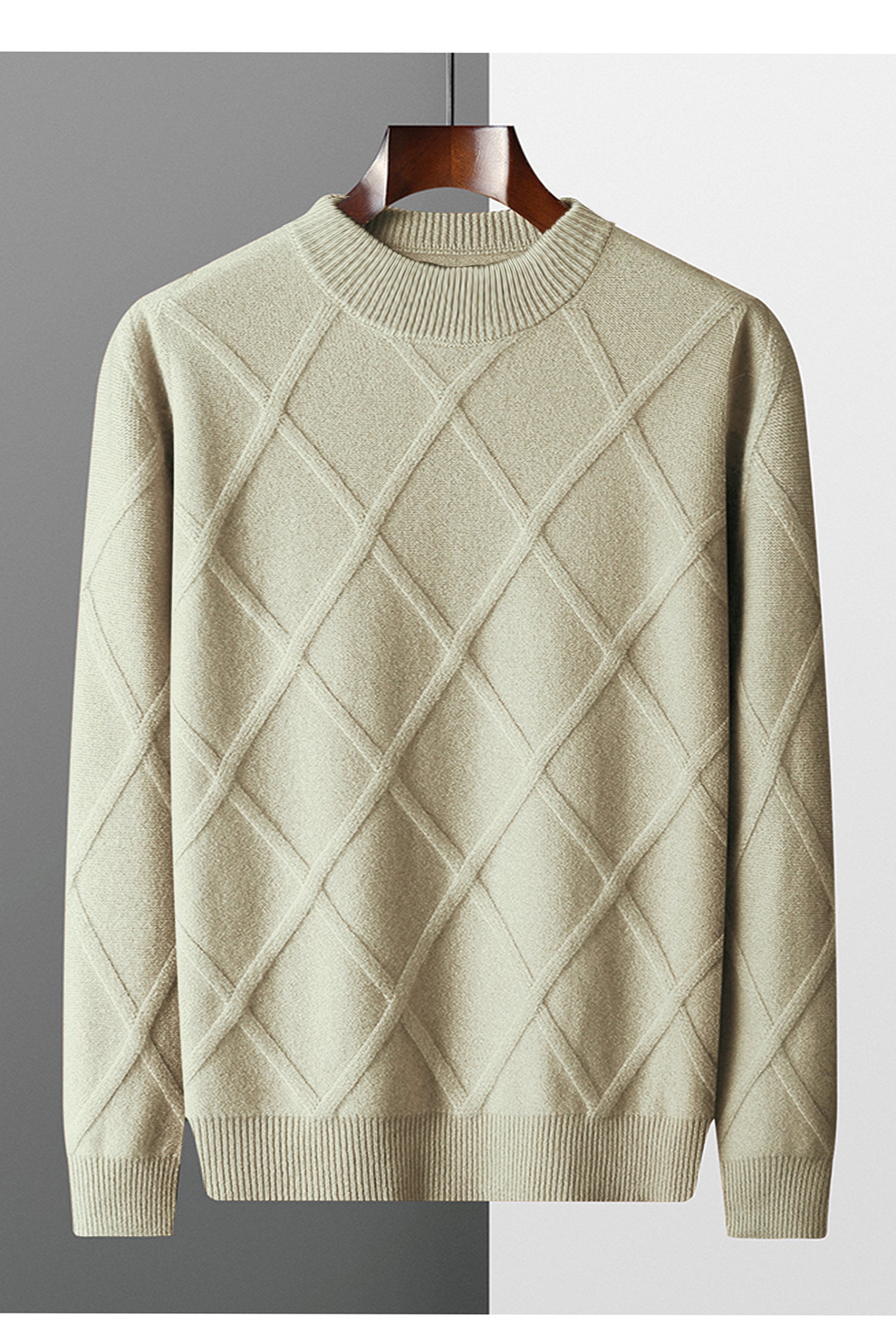 Diamond Crew Neck Men's Cashmere Sweatshirt