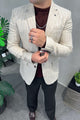 Turbo Classic Pin-Stripe Imported Men Blazer In Beige
