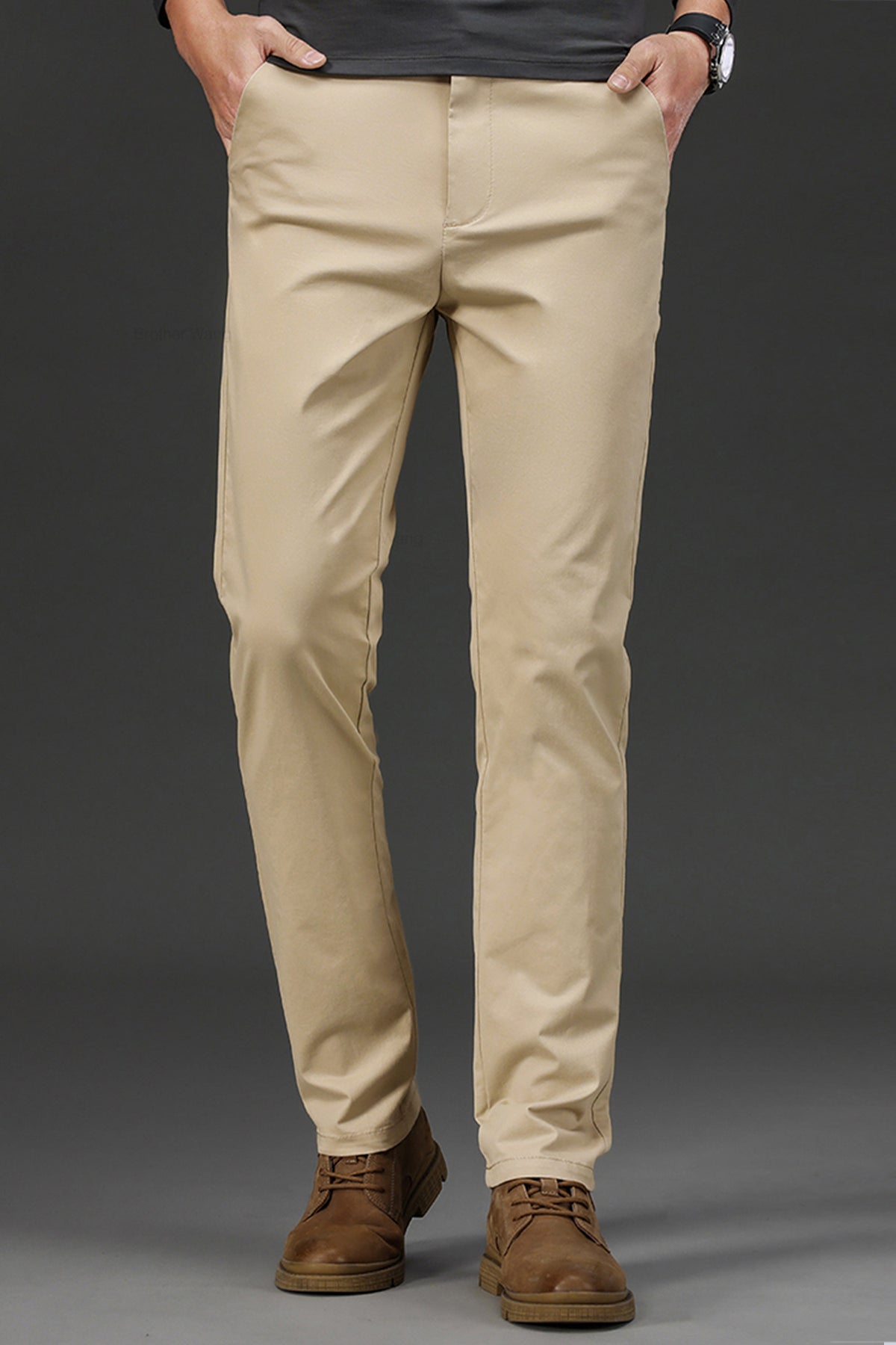 Your Choice Classic Slim fit Cotton Pant In Beige