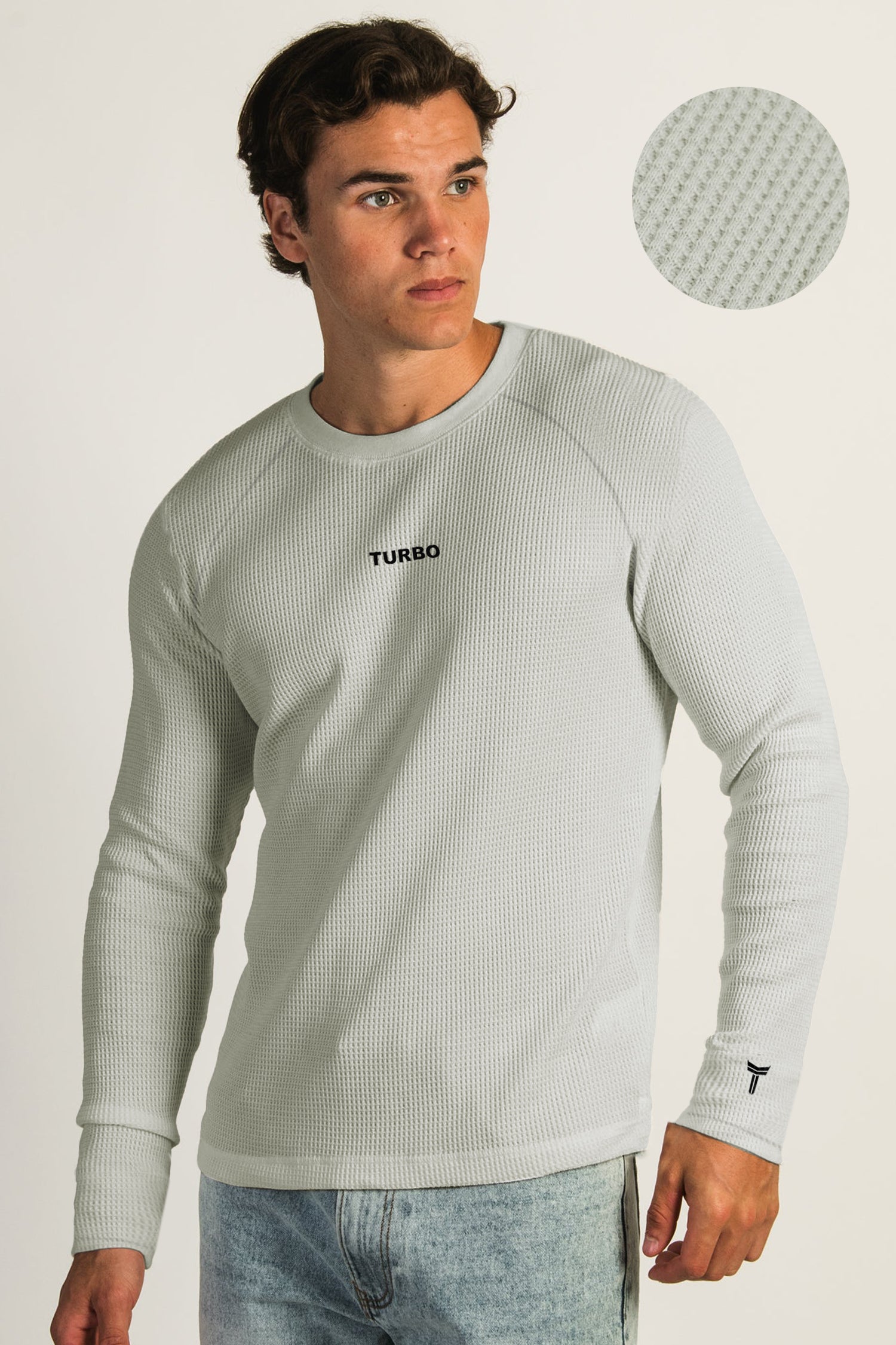 Turbo Waffle Texture Round Neck Thermal Cotton Men's Sweatshirt