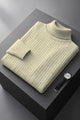 Turbo Cable-Knit Texture Turtleneck Pullover Imported High Neck In Beige