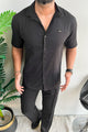 Turbo Textured Champ Casual Shirt In Black