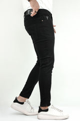 Plain Turbo Ankle Fit Jeans In Black