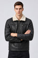 Men's Casual Multi-Pocket Zipper Imported Leather Jacket In Black