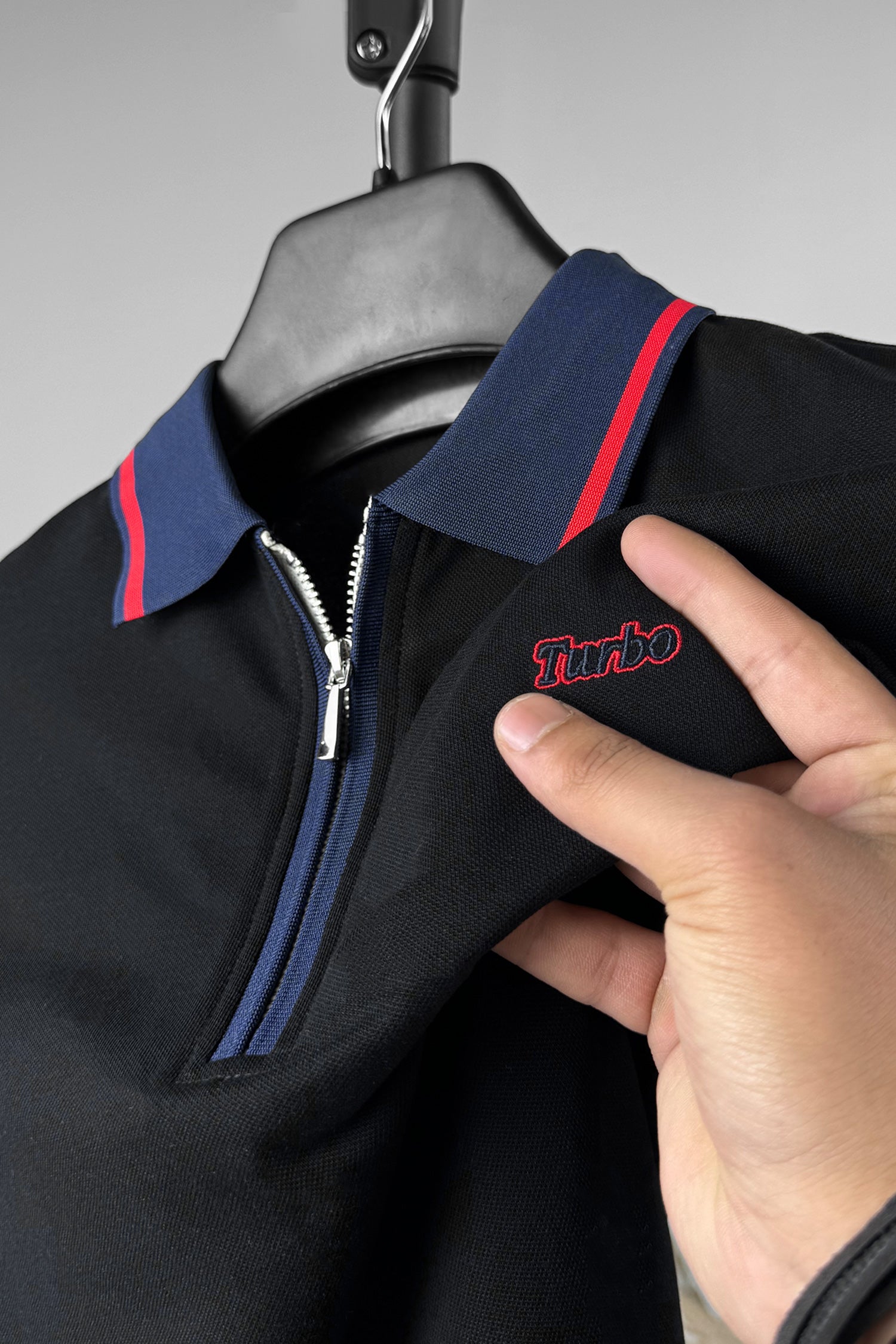 Turbo Record Zip Collar-Block Men's Polo Shirt