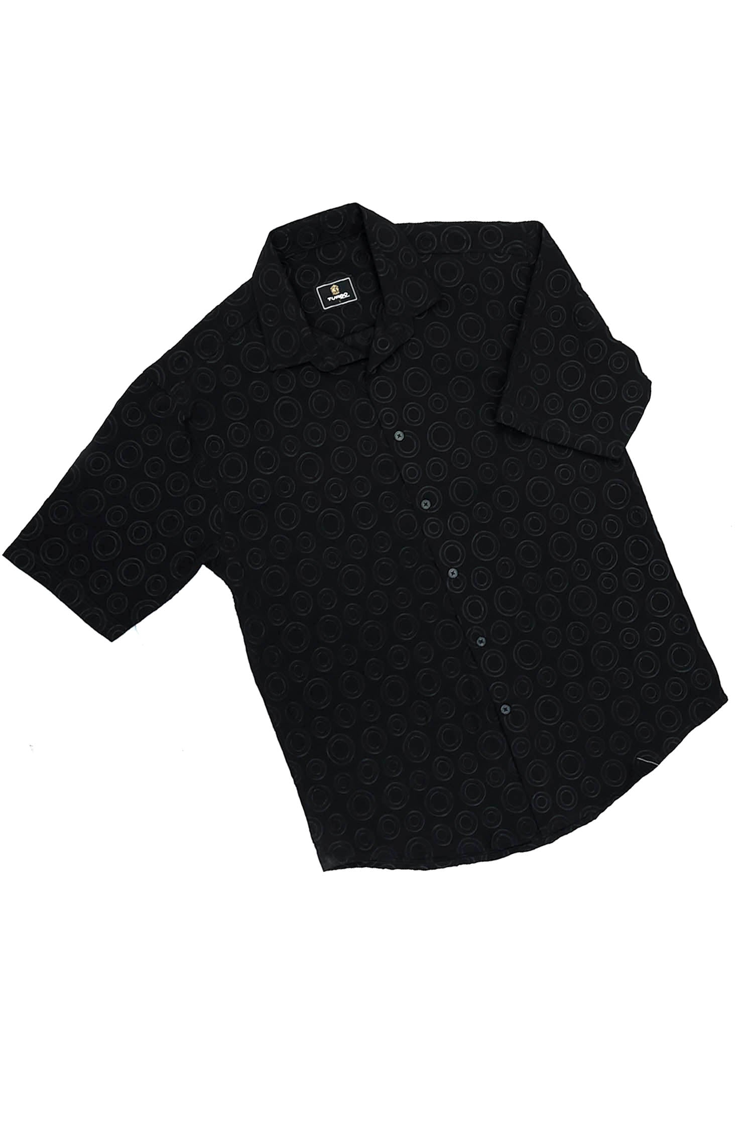 Embossed  Circles All Over Casual Shirt In Black