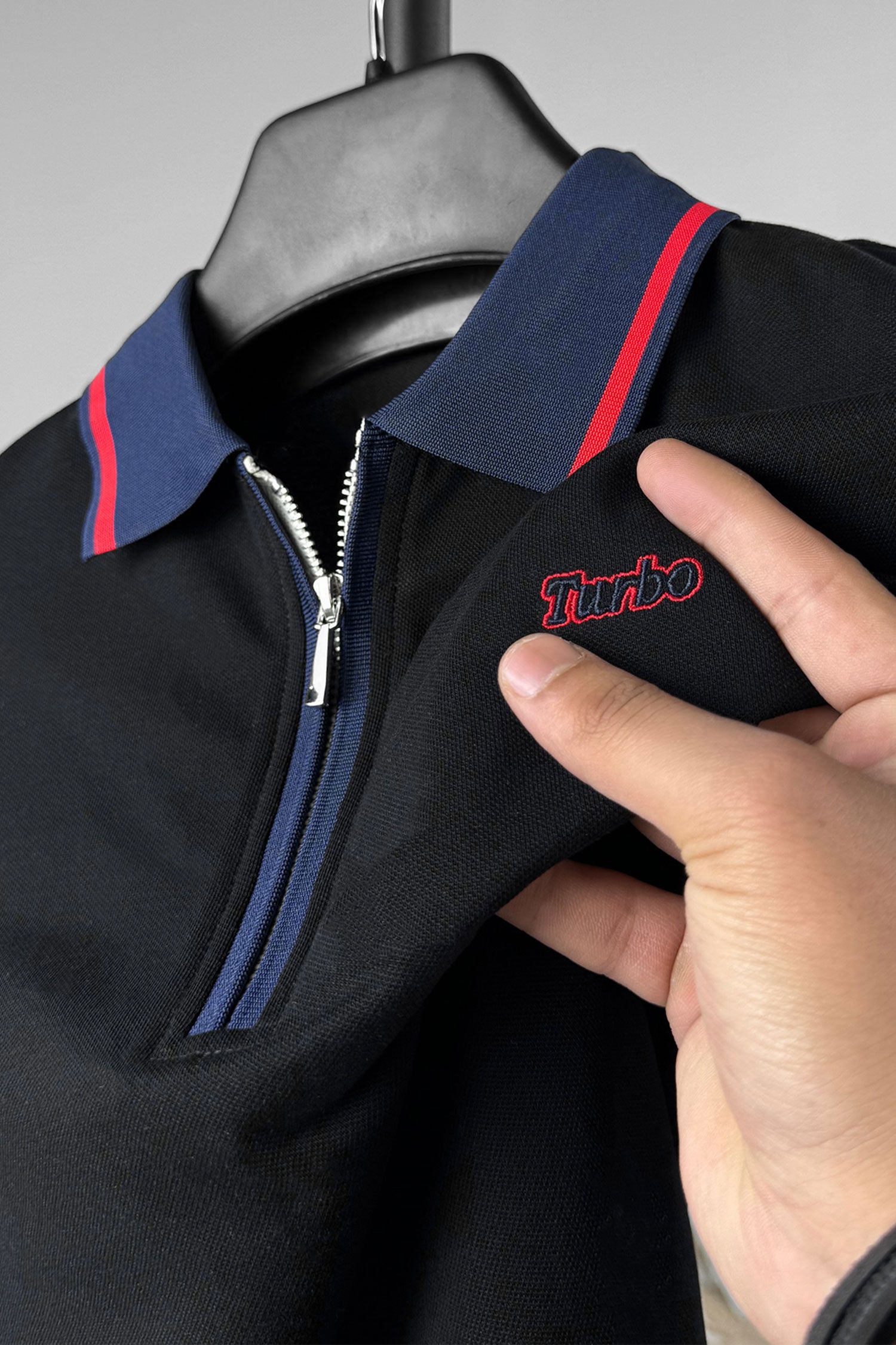 Turbo Record Zip Collar-Block Men's Polo Shirt