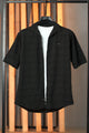 Turbo Knit Craft Crochet Casual Shirt In Black