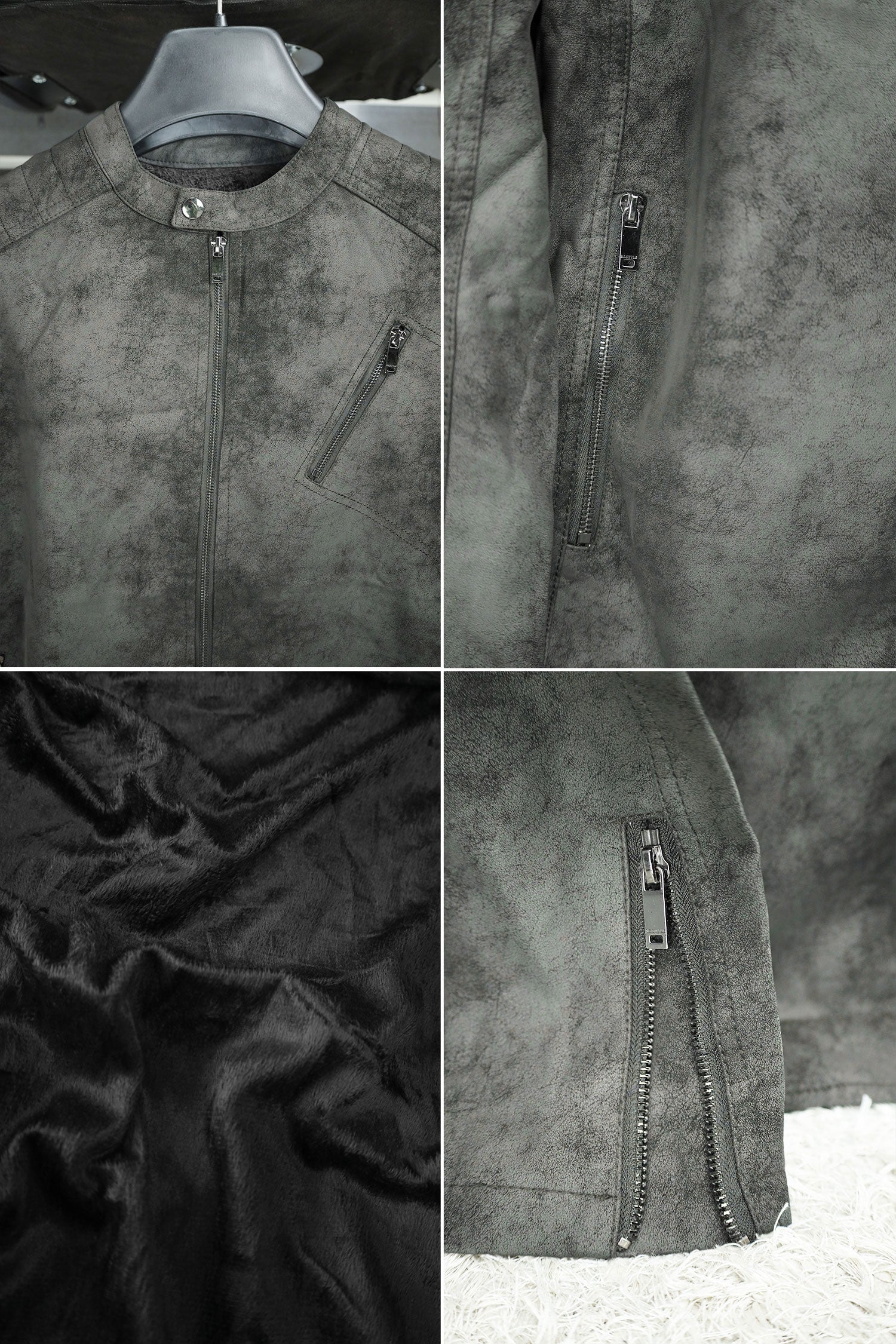 Trendy Self Shaded Men's Imported Suede Leather Jacket