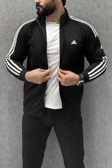 Adds Arm Pocket Style Men Zipper Upper In Black