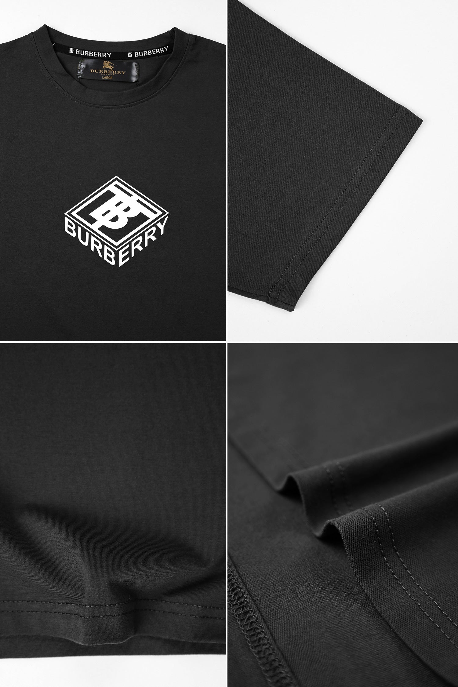 Brbrry Classic Monogram & Logo Tape Crew Neck Tee