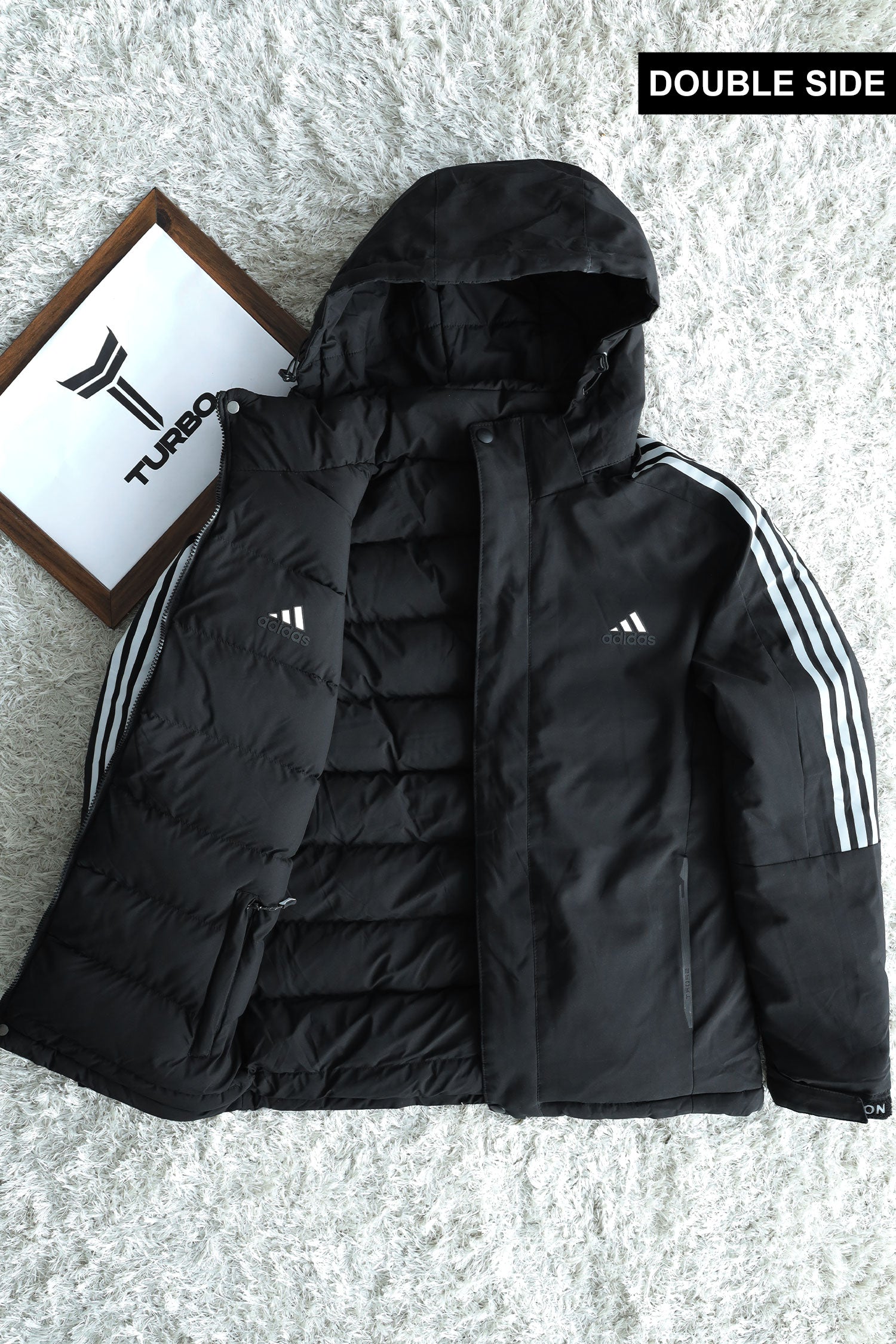 Adds 3 Stripe Double Sided Imported Puffer Jacket