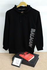 Blman  Embroidered Typography Essential Fleece Hoodie In Black