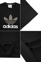 Adds Blend Trefoil Round Imported Neck T-Shirt In Black