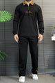 Lro Piana Authentic Style Collar Men's Co-Ord Set In Black