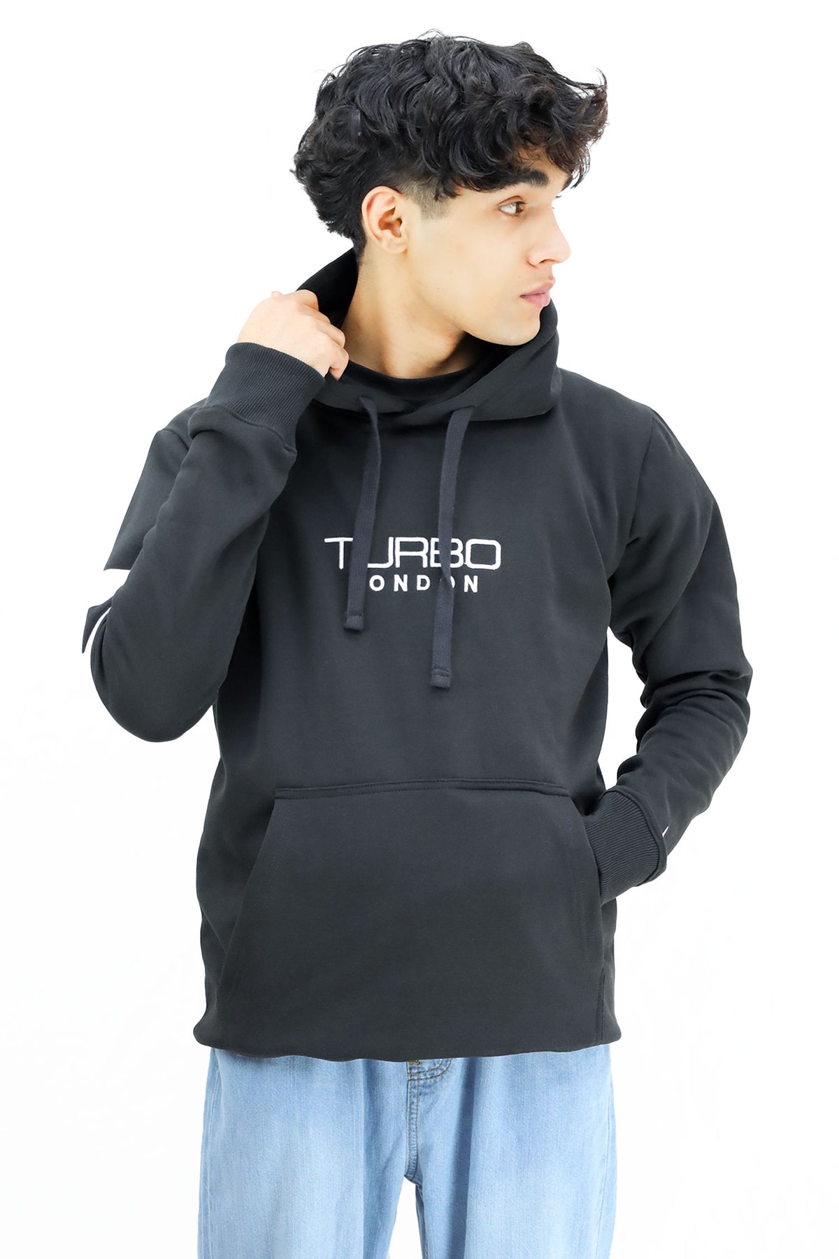 Turbo Elbow Panel Stripe Fleece Hoodie In Black