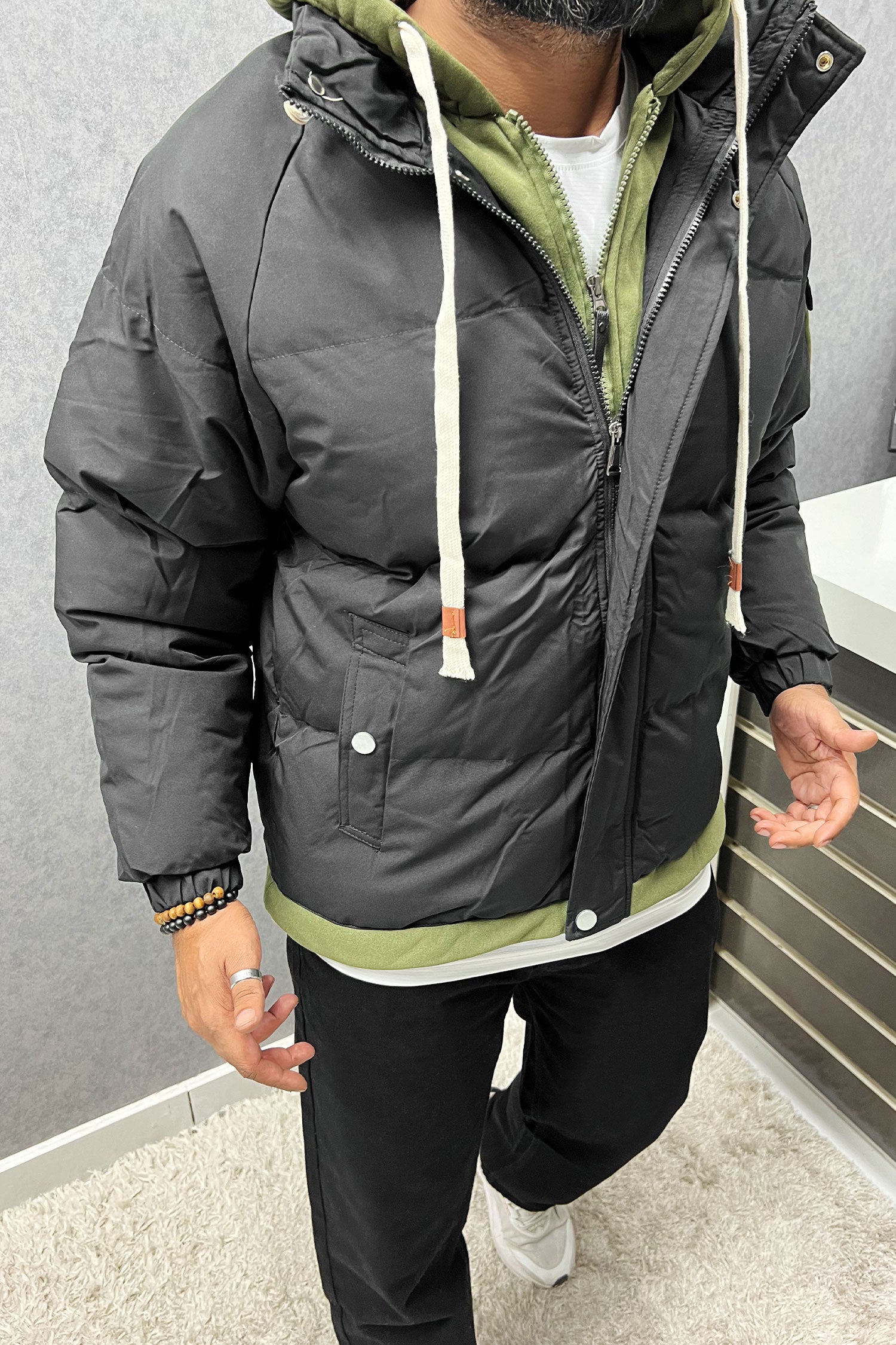 Trendy Hype Dual Zip Hooded Imported Puffer Jacket