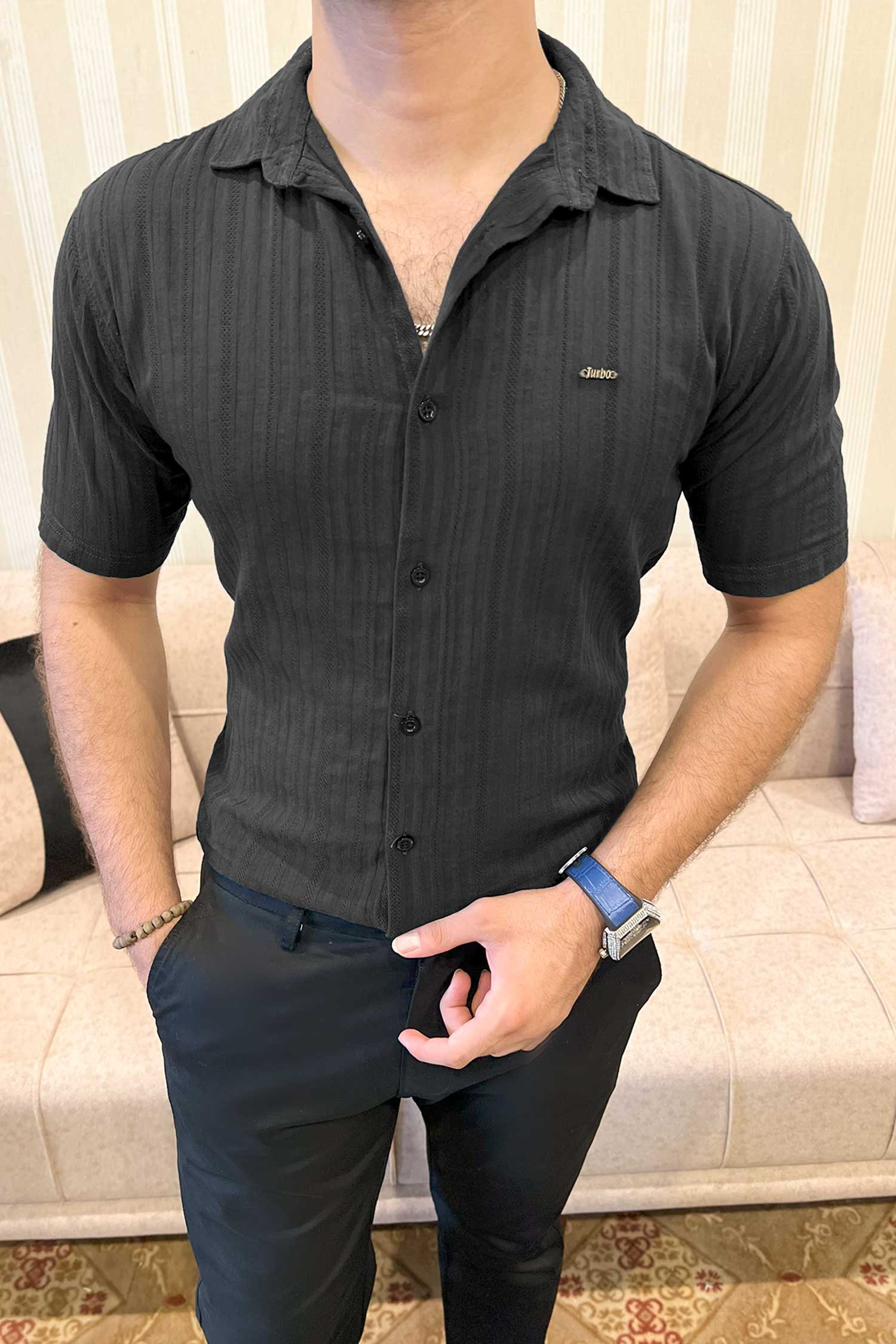 Turbo Minimalist Design Half Sleeve Casual Shirt