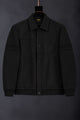 Casual Wadded Patch Imported Men's Suede Wool Jacket In Black