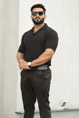 Turbo Endless Cool Embossed Casual Shirt In Black