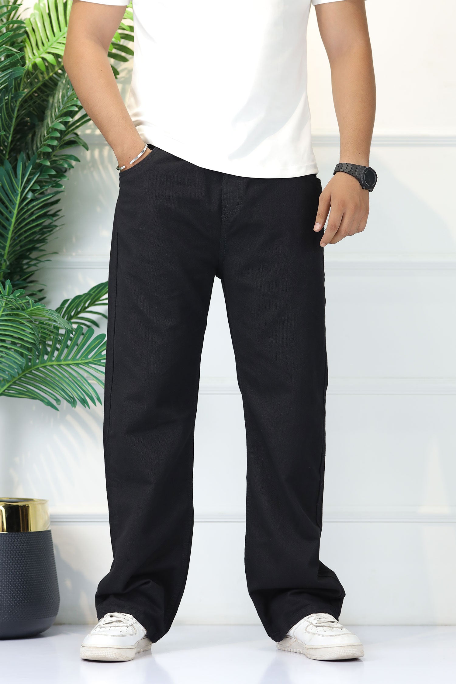 Denim 'Urban Skater' Comfort-Waist Baggy Jeans In Black