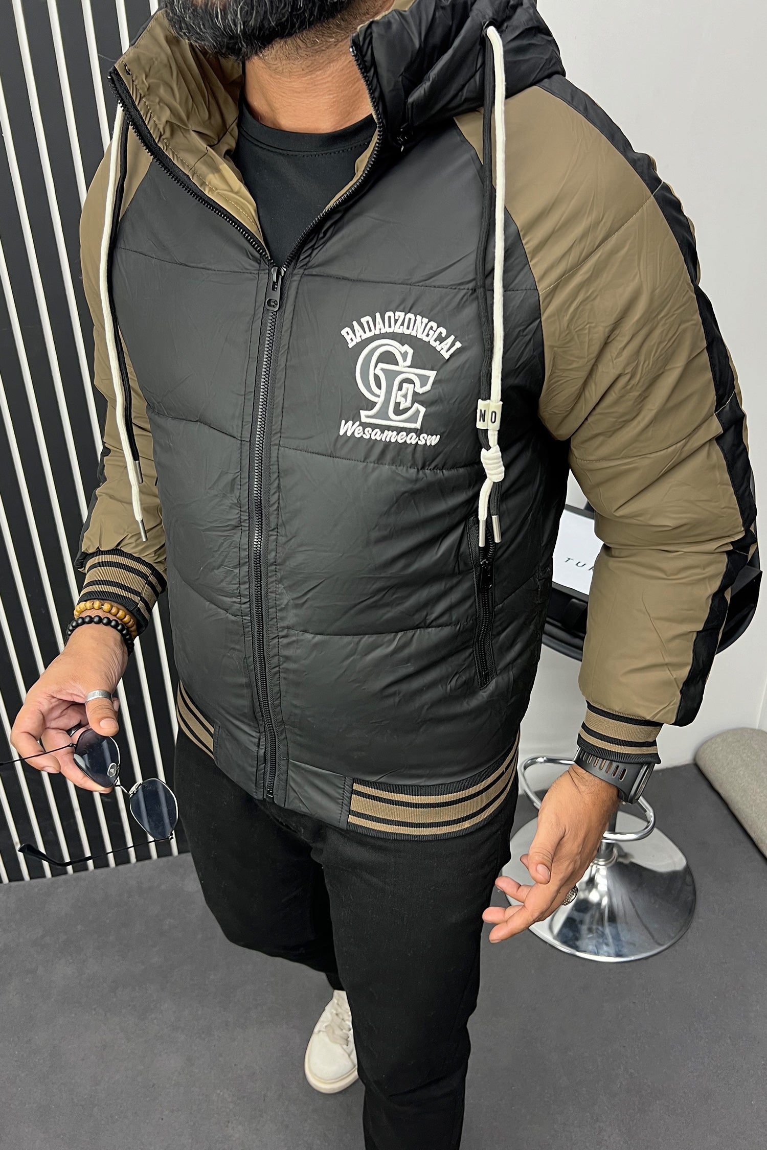 Go-Ahead Embriodered Logo Imported Puffer Jacket