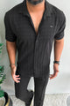 Turbo ShowOff Self Pattern Casual Shirt In Black