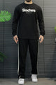 Skchr Streetwear Typography Men's Co-Ord Set In Black