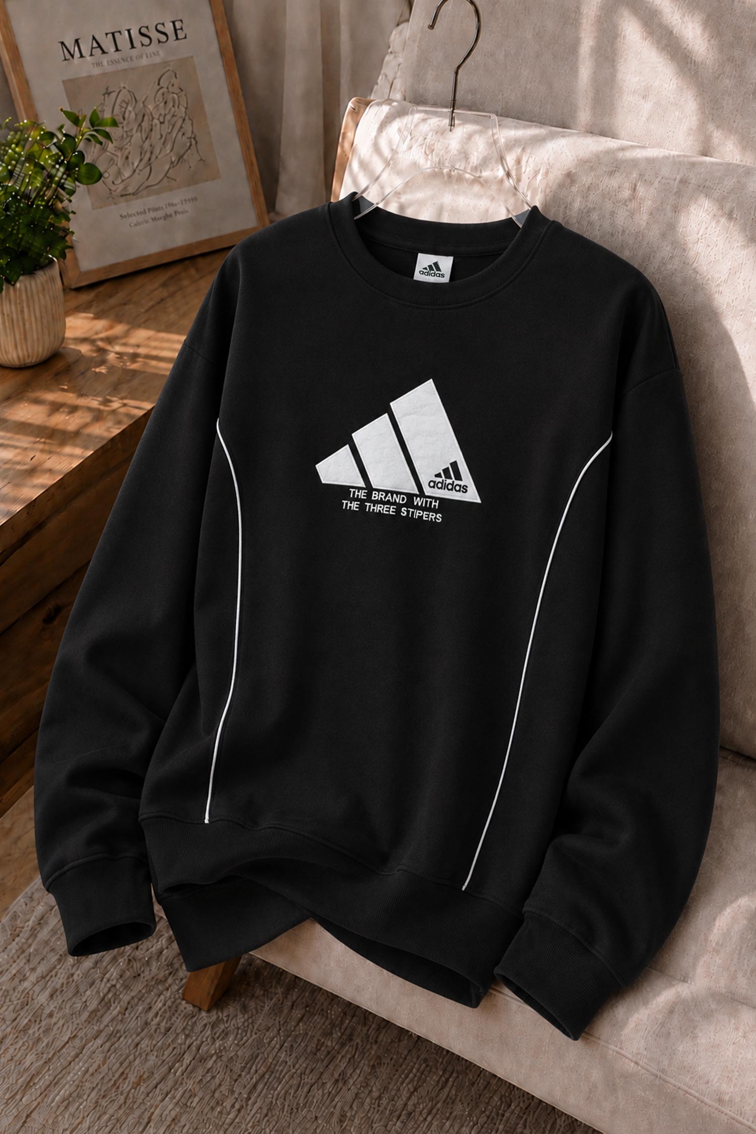 Adds Signature Round Neck Men's Sweatshirt In Black
