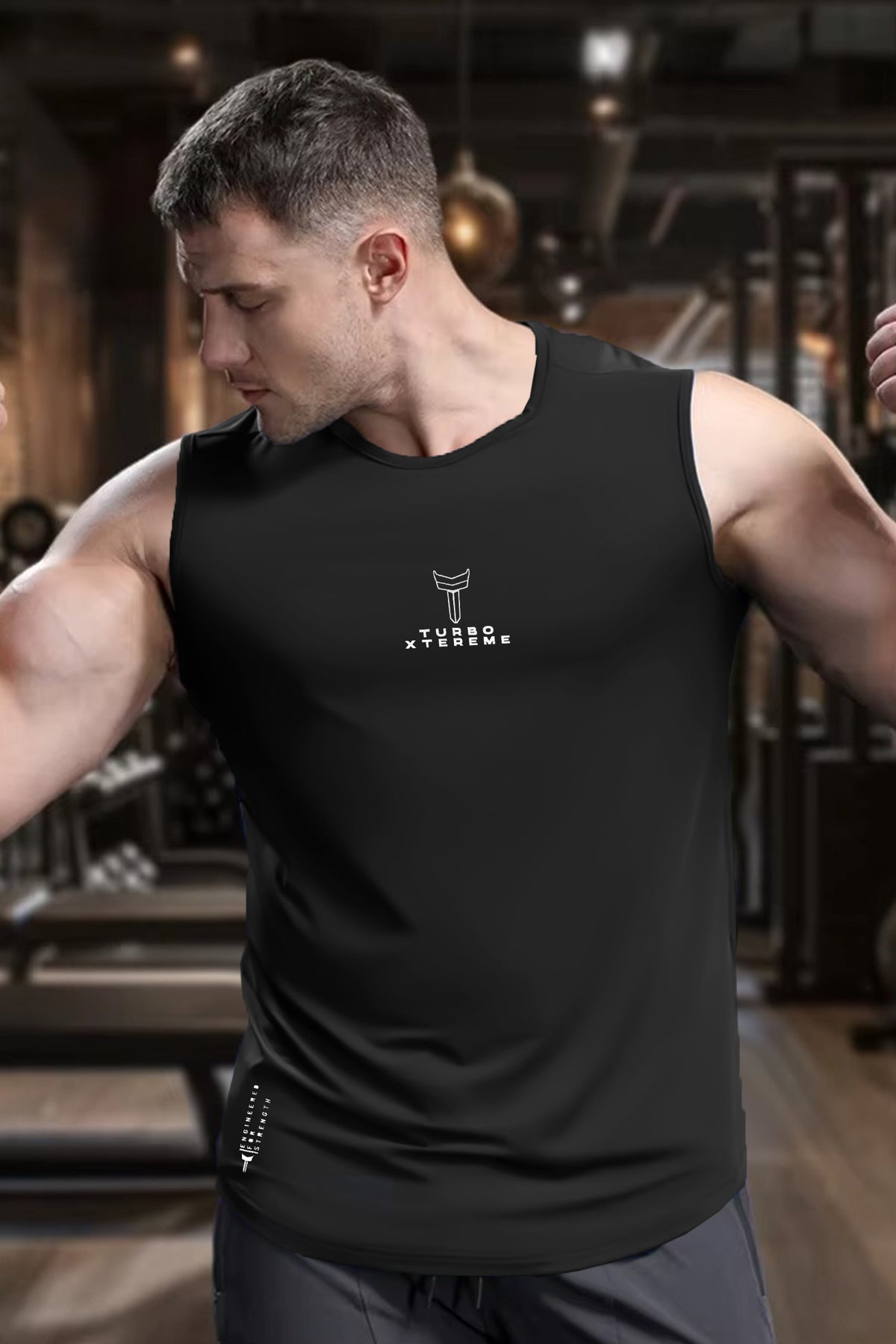 Turbo 'Xtreme Cut' Muscle Performance Men Sando In Black