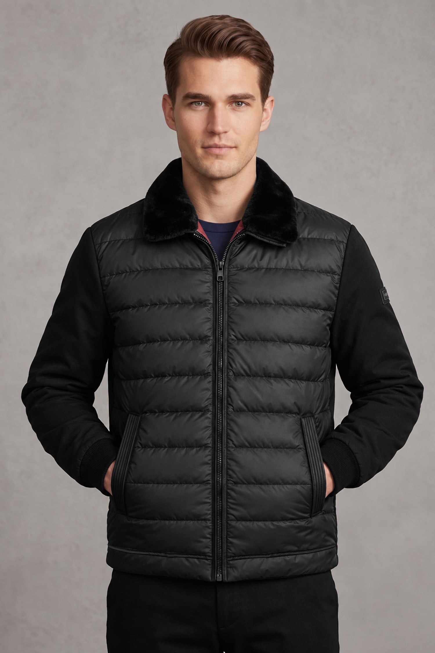 Men's Quilted Bomber Imported Pu Puffer Jacket