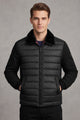 Men's Quilted Bomber Imported Pu Puffer Jacket In Black
