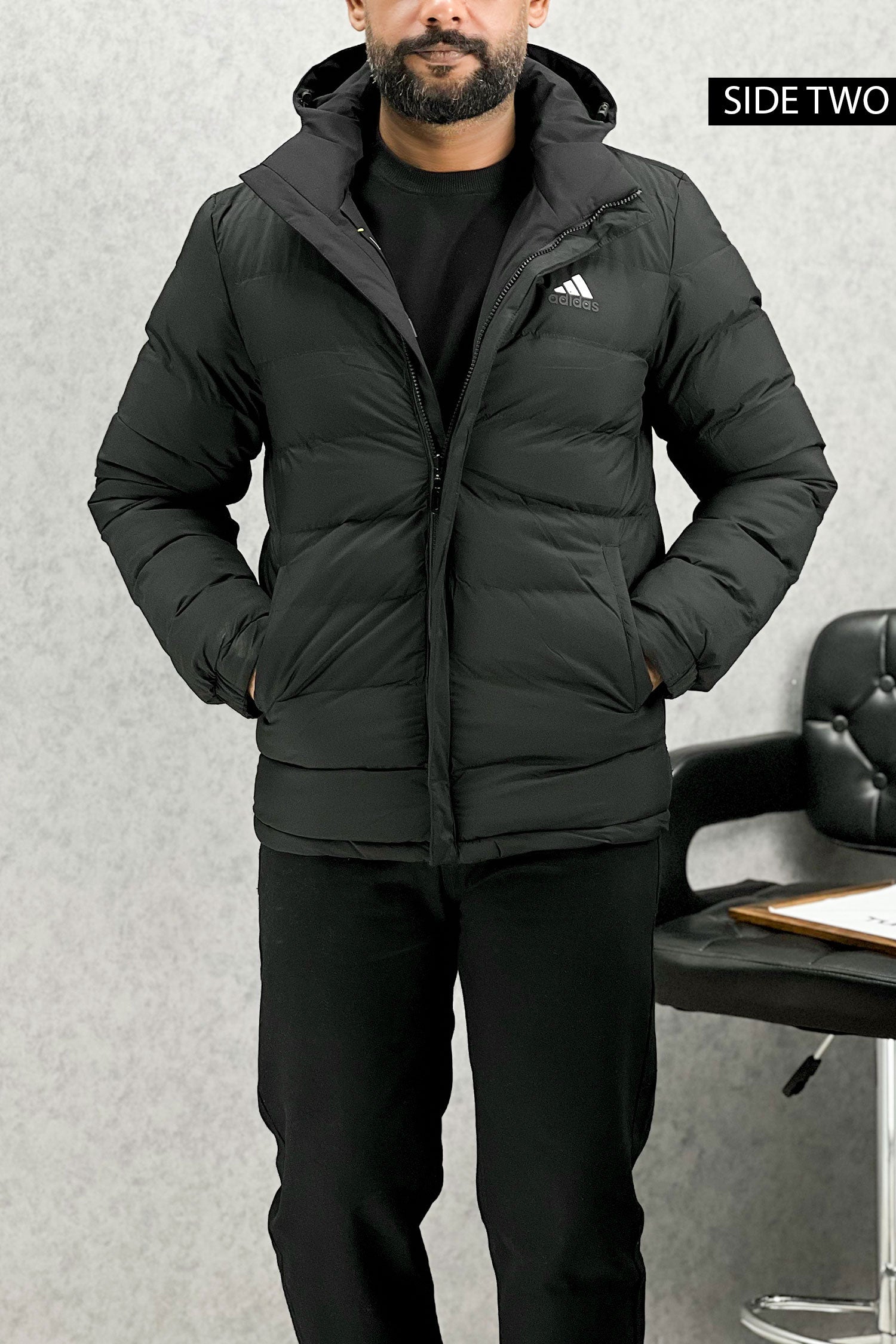 Adds Hood Style Double Side Imported Puffer Jacket