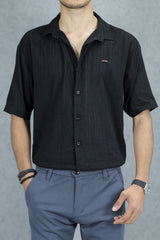 Turbo Textured Champ Casual Shirt In Black