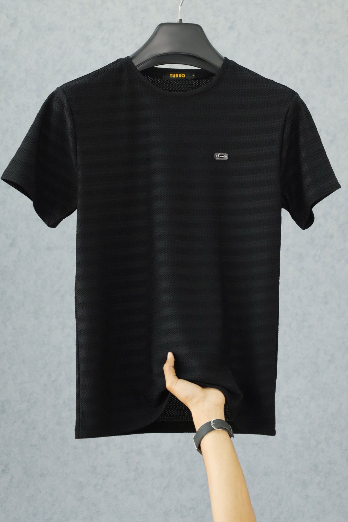 Turbo Mesh Textured Crew Neck Tee