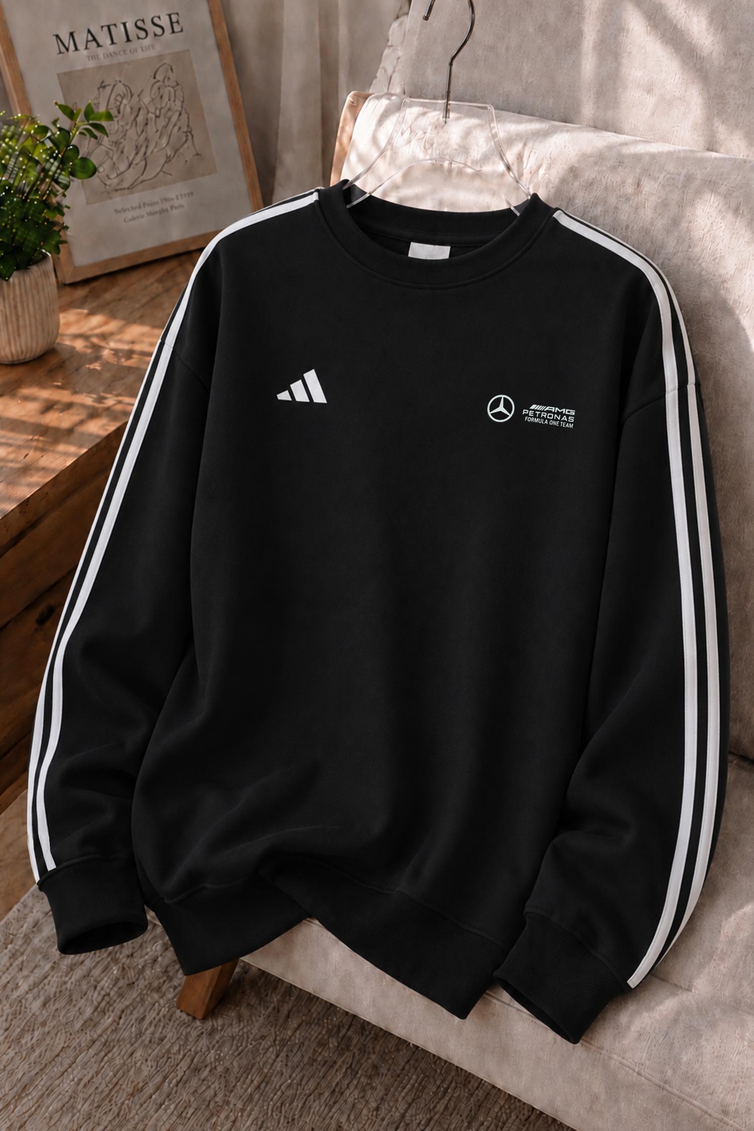Adds x Mercds-Amg F1 Series Round Neck Men's Sweatshirt In Black
