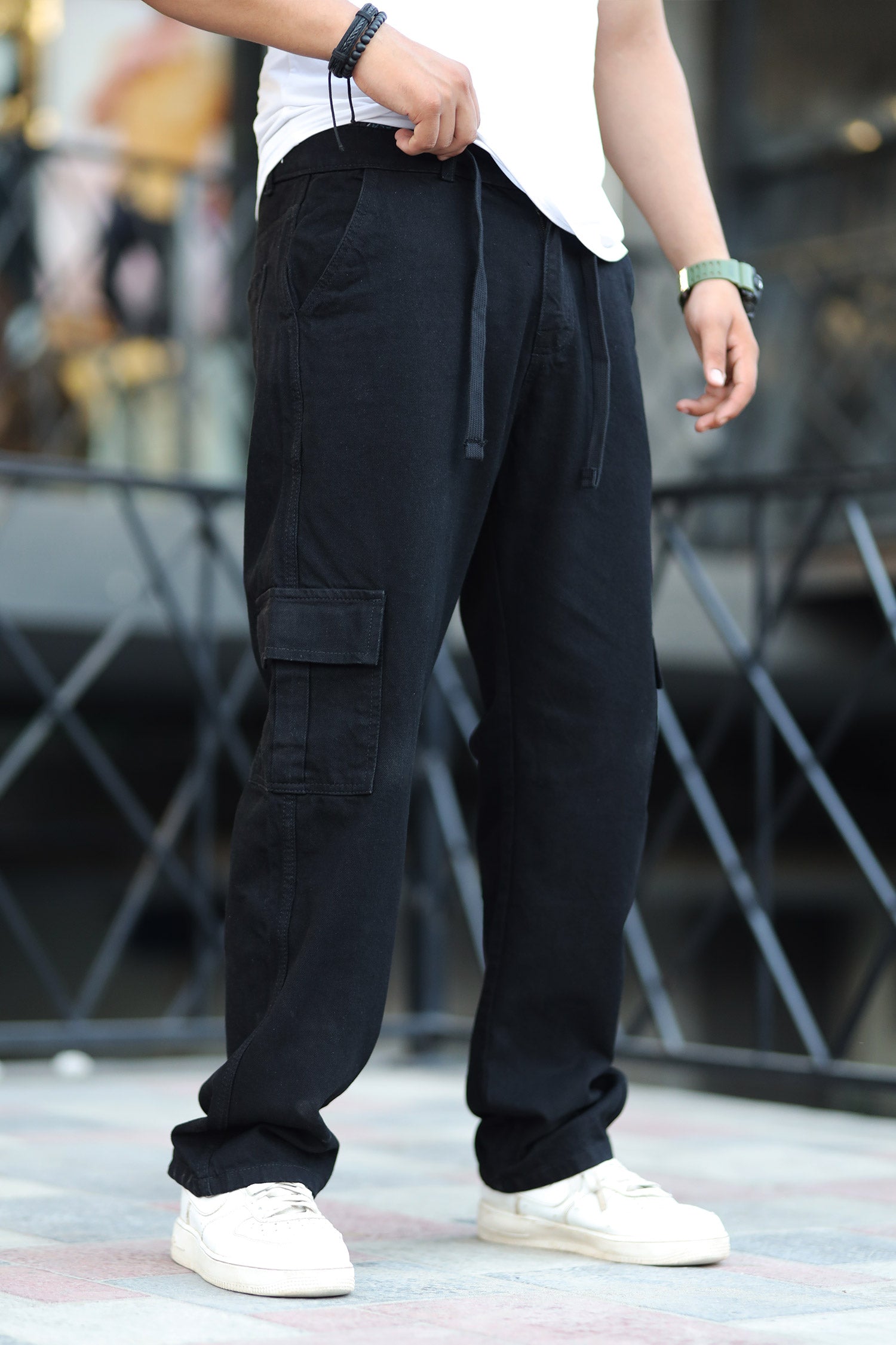Denim Men's Relaxed Fit Straight Leg Baggy Jeans In Black