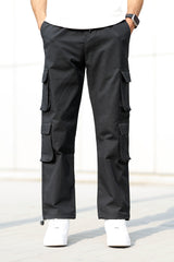 Turbo 8 Pockets Imp Cotton Blend Cargo Trouser In Black