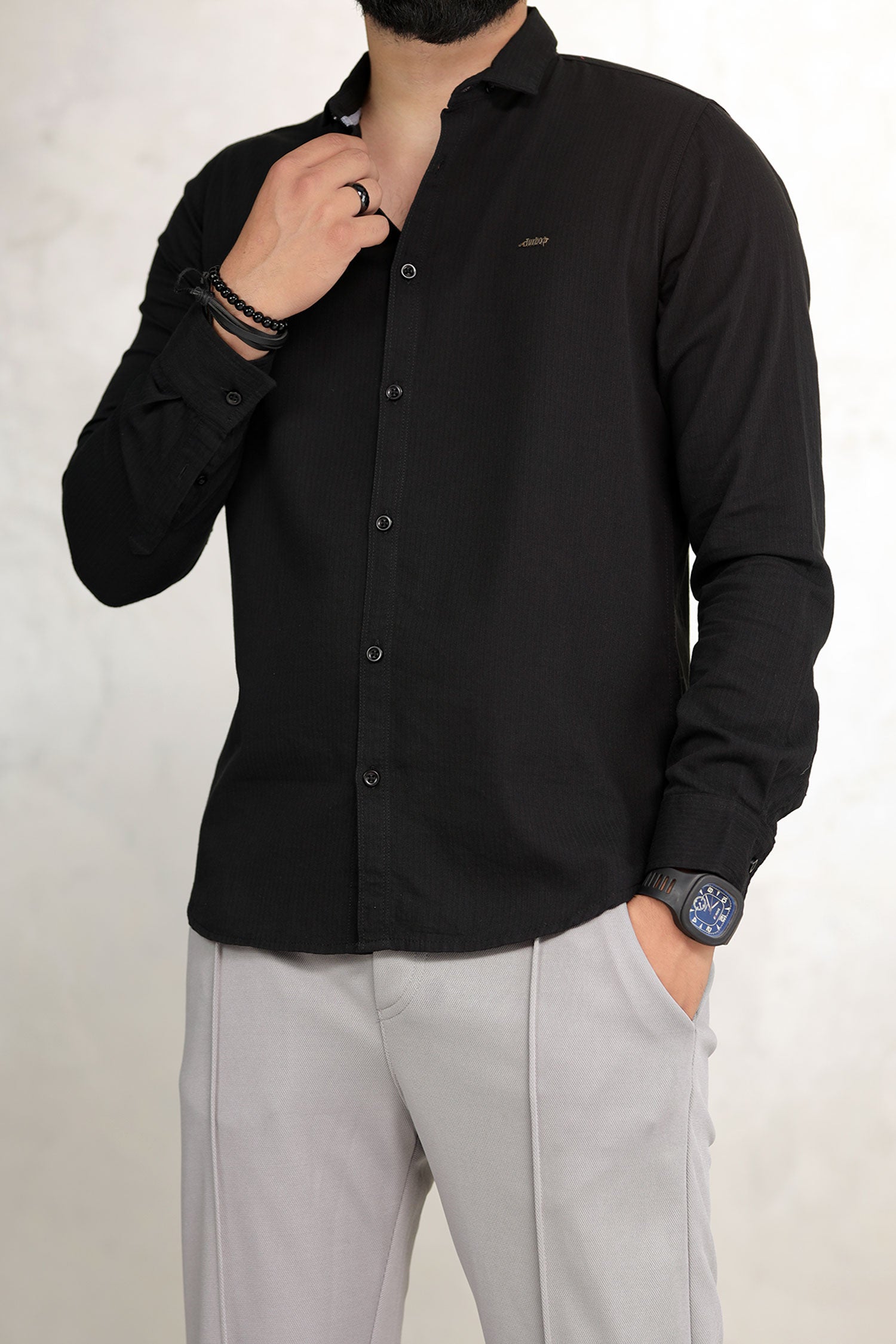 Turbo Self Lining Long Sleeve Cotton Casual Shirt