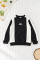 Alo Color-Block Quarter Round Neck Kid's Sweatshirt In Black