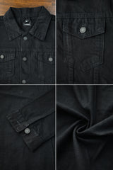 Slim Fit Front Pocket Style Denim Jacket in Black